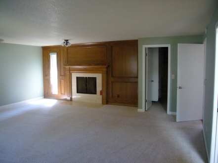 {Fireplace, closet, and entrance}